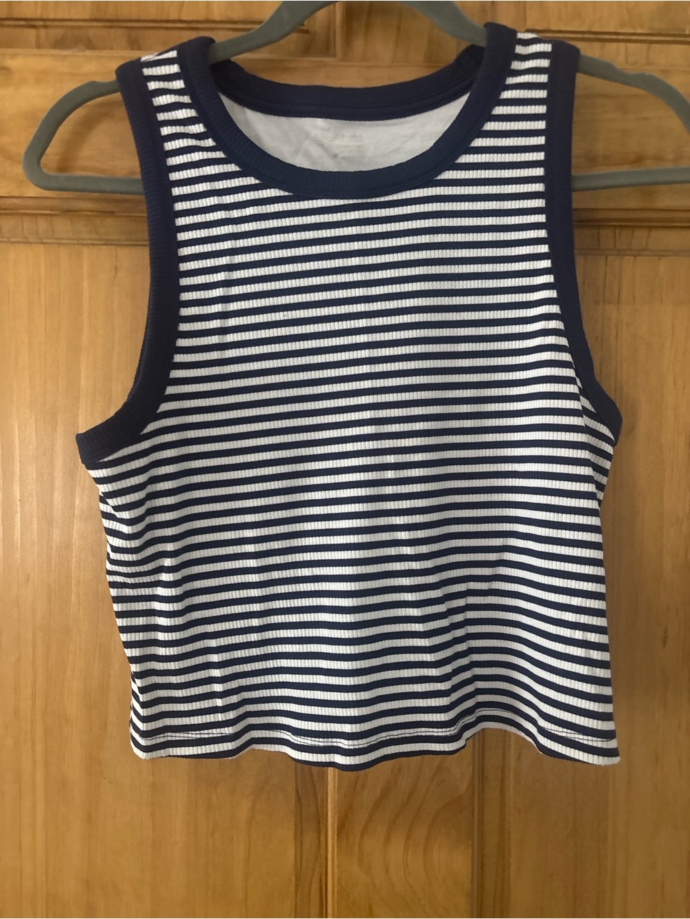 aerie Navy & White Striped Ribbed Tank